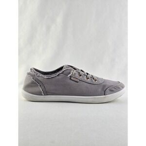 BOBS Skechers Women's Gray Canvas Memory Foam Slip On Sneakers 6.5